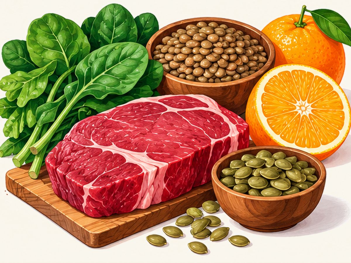 Lentils with tomatoes and citrus on the side illustration