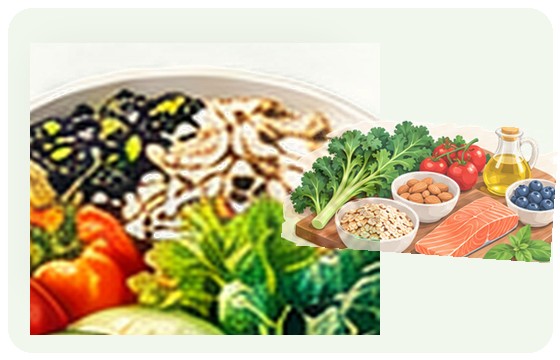 Plant foods in individualized amounts illustration