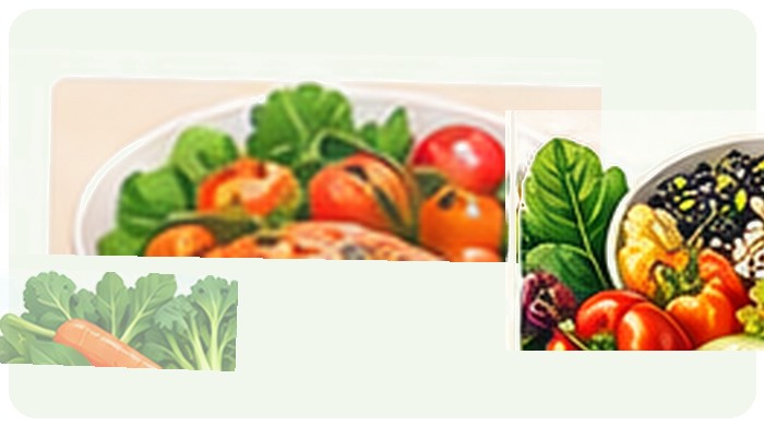 Fish, Rice & Vegetable Plate illustration