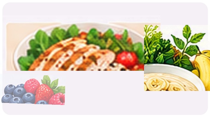 Chicken, Rice & Zucchini Bowl illustration