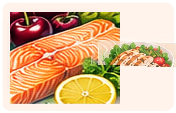 Moderate portions of animal protein illustration