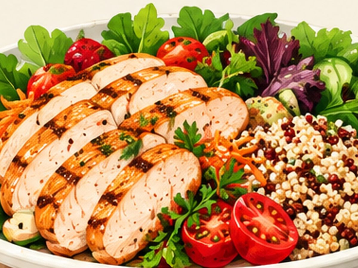 Chicken salad with chickpeas illustration
