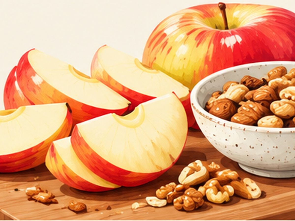 Apple slices with almonds illustration