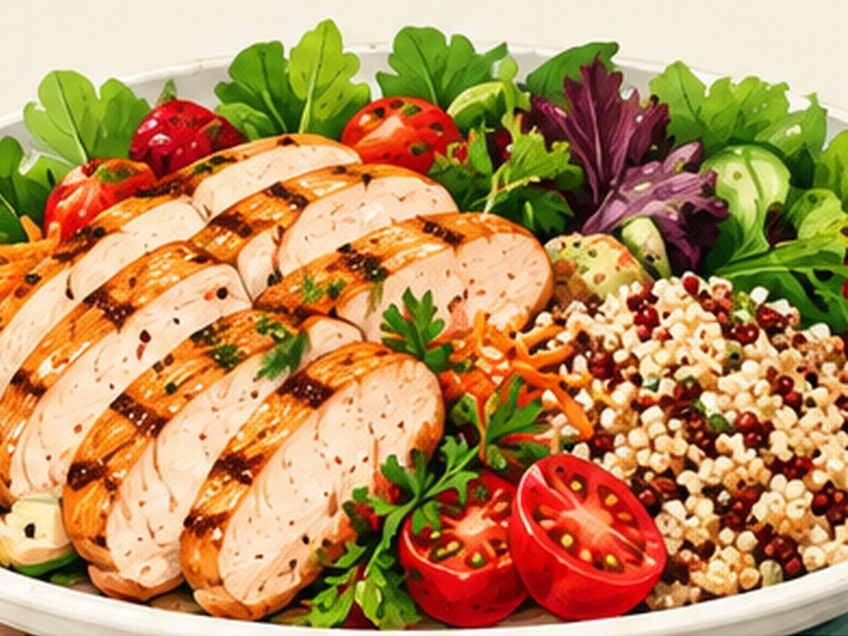 Chicken salad with beans illustration