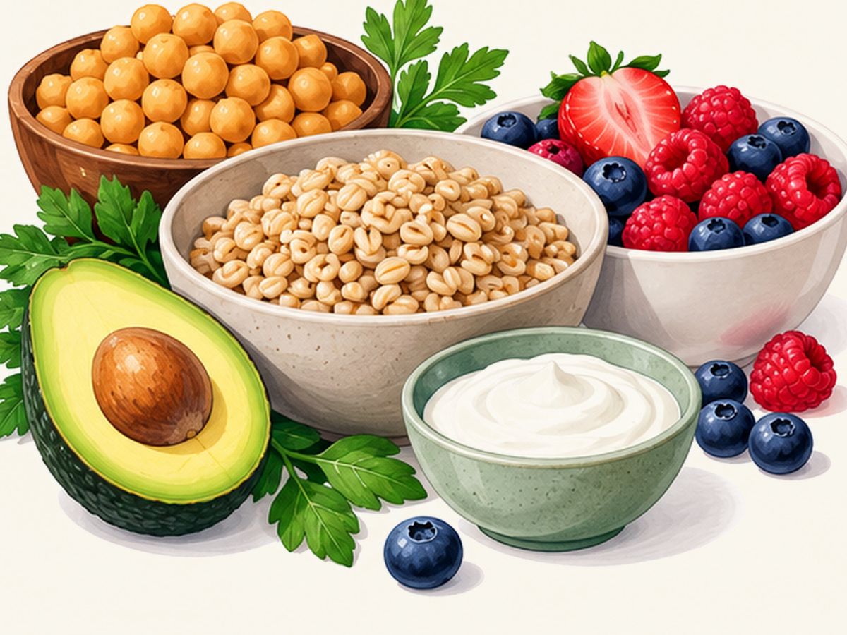Yogurt or fortified alternative with fruit illustration
