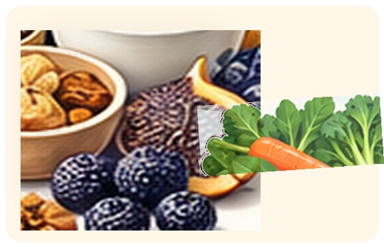 Varied produce and whole foods illustration