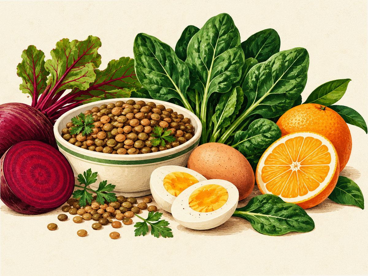 Fiber-rich plant foods illustration