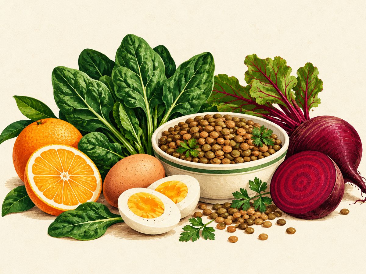 Eggs, greens & whole-grain toast illustration