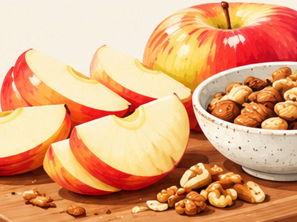 Fruit with nuts or yogurt illustration