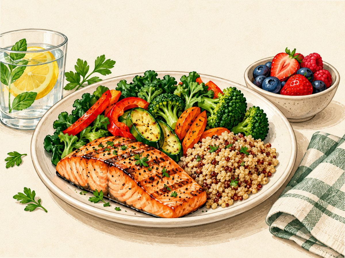 Evidence-focused food illustration for Polycystic Ovary Syndrome (PCOS)