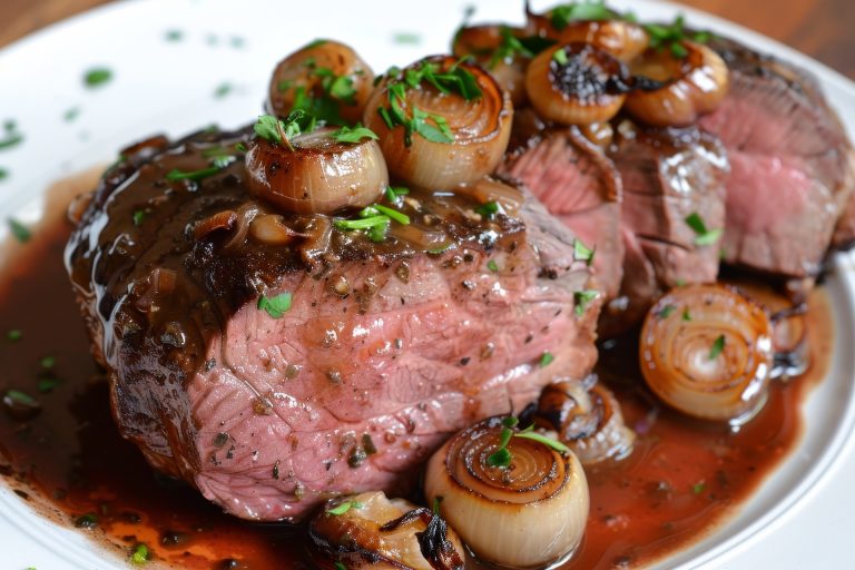 Grilled Steak with Red Wine and Shallot Sauce