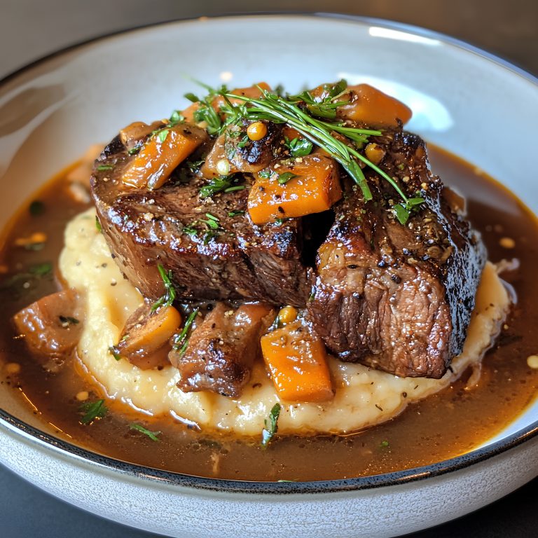 Slow-Braised Beef Short Ribs in Onion Gravy